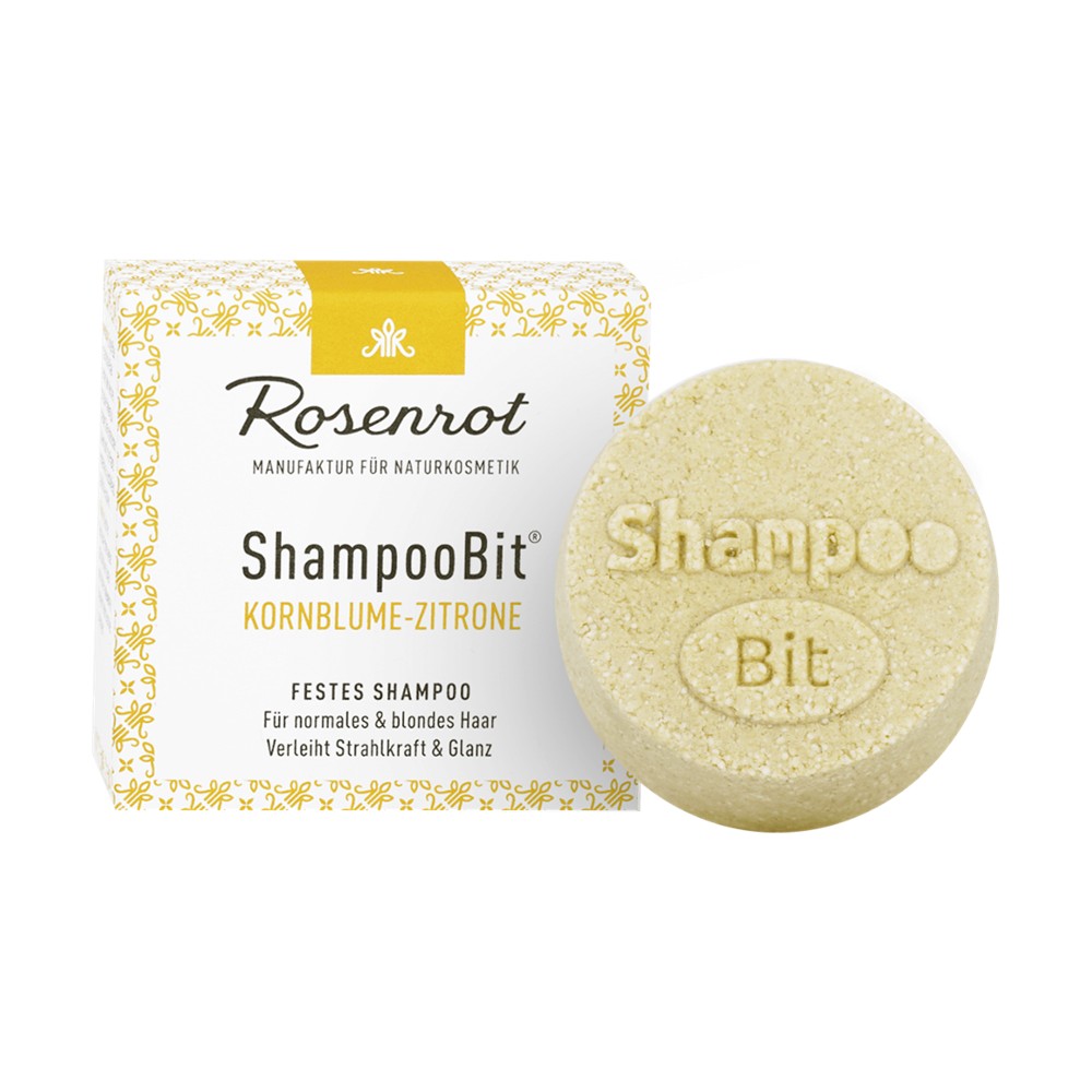 festes ShampooBit® Kornblumen-Zitronen - 60g - in Schachtel // Rosenrot Naturkosmetik