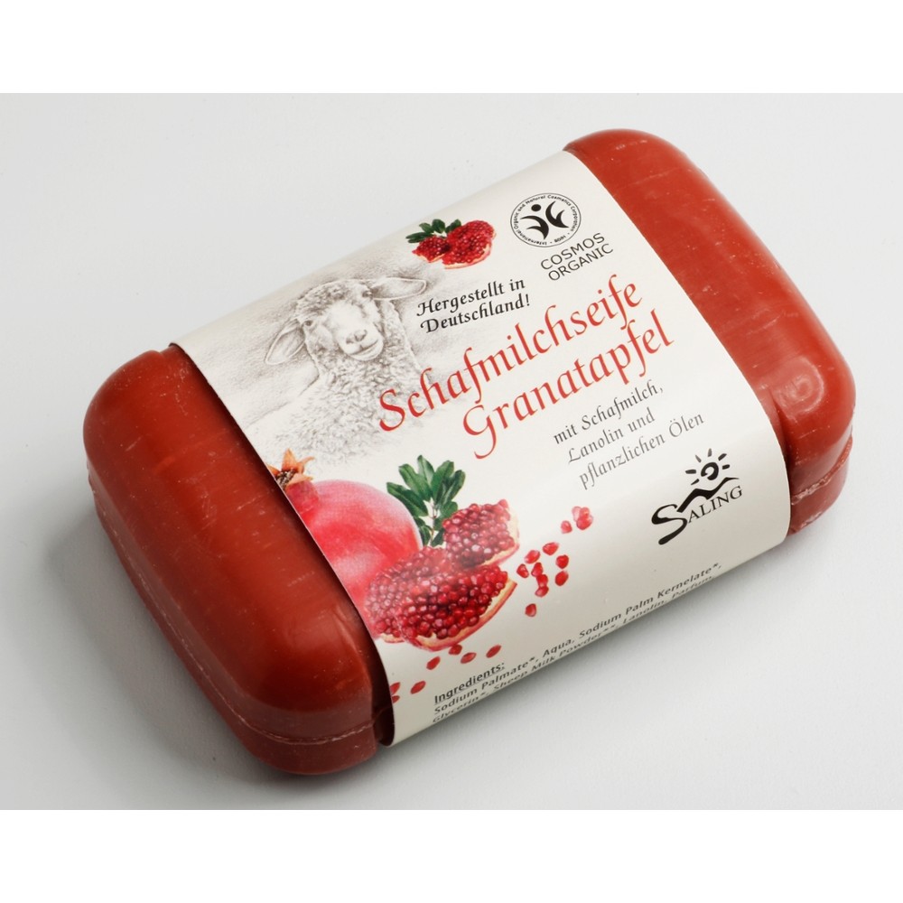 Schafmilchseife Granatapfel, 100g Stück cosmos organic zertifiziert // Saling