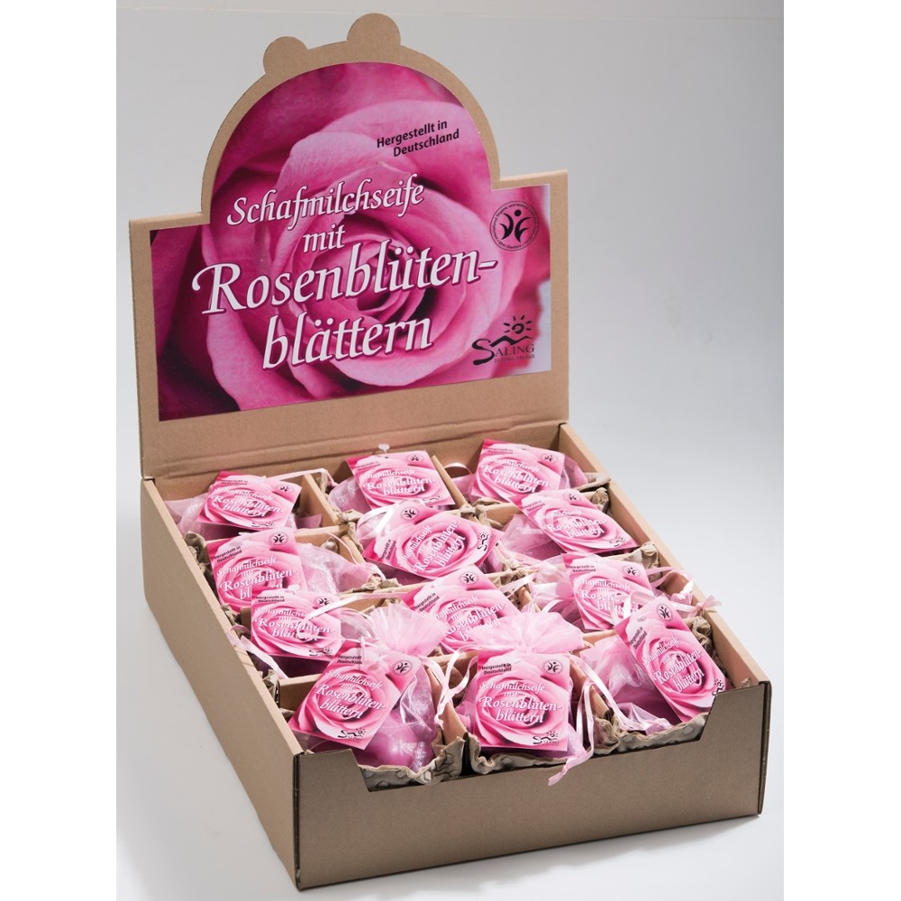 Schafmilchseife Herz Rose pink im Organzasäckchen // Saling