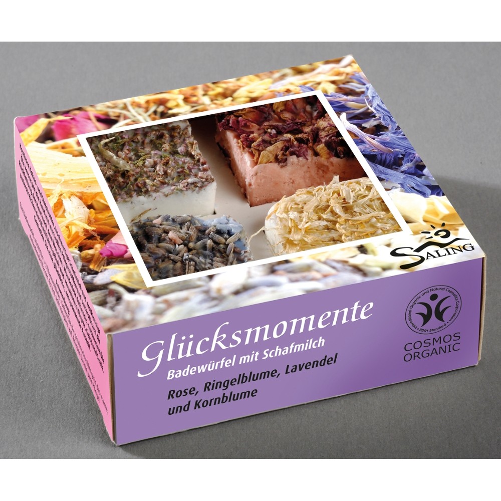 Geschenkverpackung Glücksmomente, Badewürfel mit Schafmilch // Saling