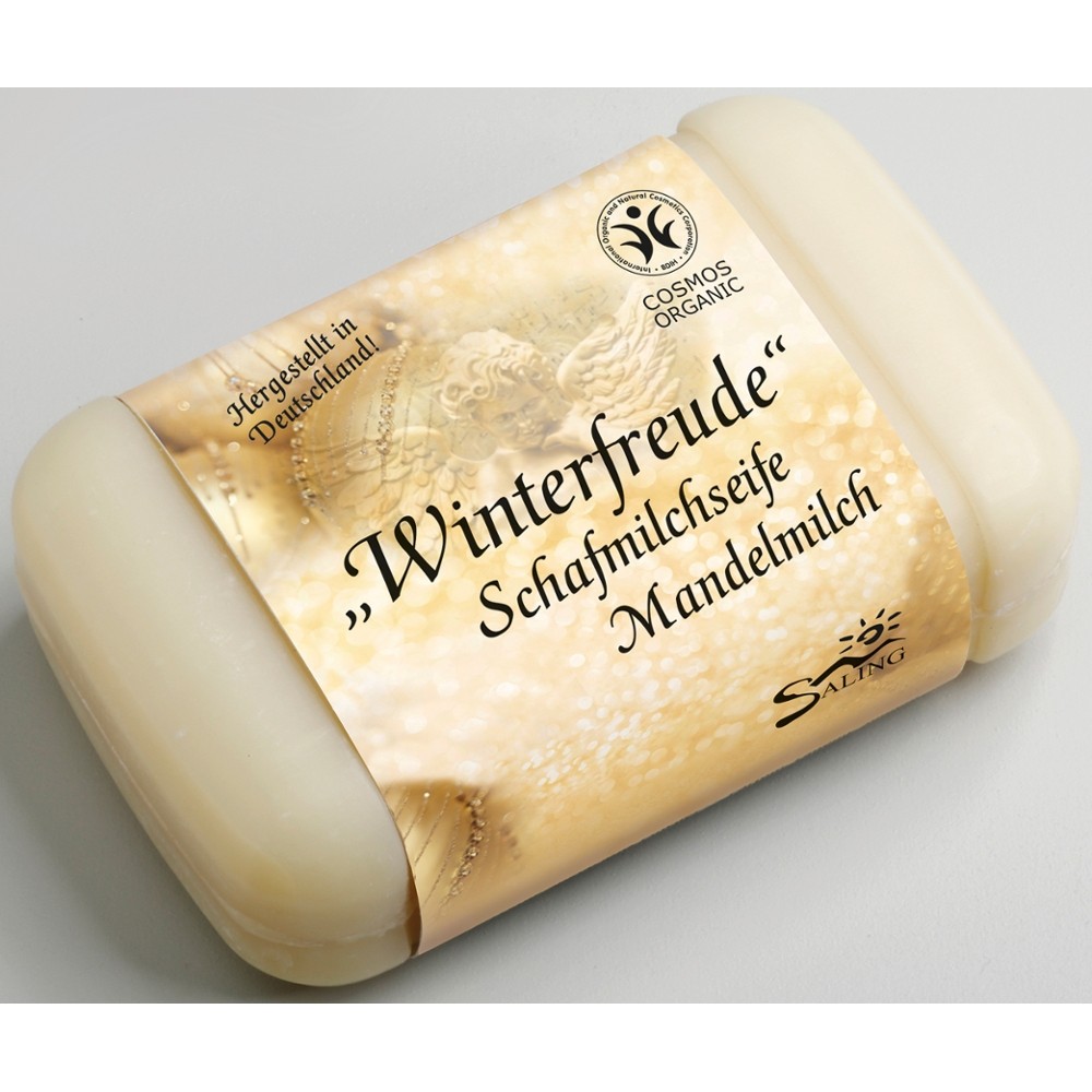 Schafmilchseife Winterfreude, Duft Mandelmilch, 100g Stück, // Saling