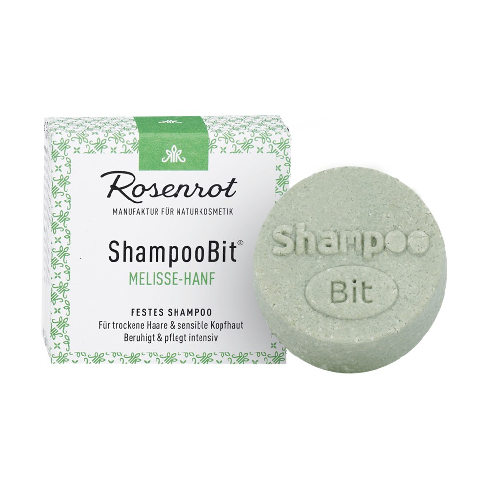 festes ShampooBit® Melisse-Hanf - 55g - in Schachtel // Rosenrot Naturkosmetik