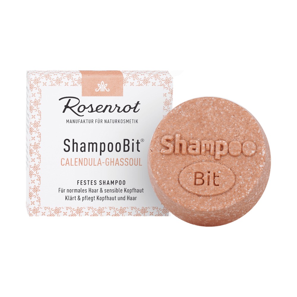festes ShampooBit® Calendula-Ghassoul - 55g - in Schachtel // Rosenrot Naturkosmetik
