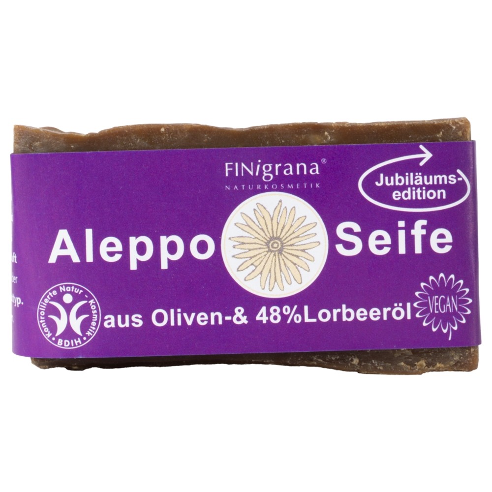FINigrana Aleppo Seife, Olive & 48% Lorbeeröl, 165g traditionell handgeschnitten // FINigrana® Naturkosmetik
