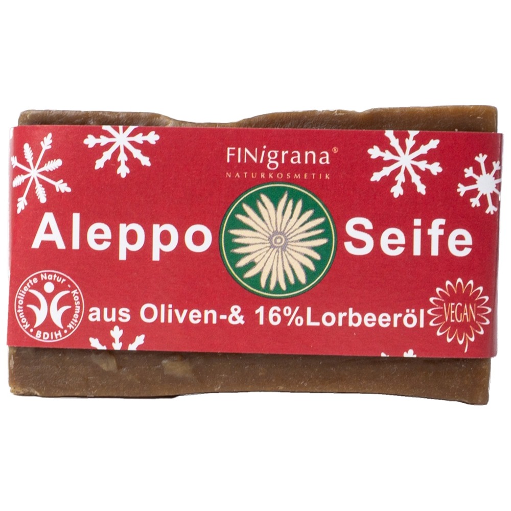 FINigrana Aleppo Oliven Seife & 16% Lorbeeröl, 180g Winterdesign // FINigrana® Naturkosmetik