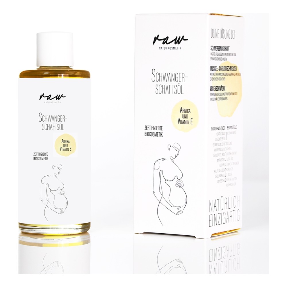 Bio Schwangerschaftsöl mit Arnika & Vitamin E für Haut, Regeneration & Pflege // raw Naturkosmetik