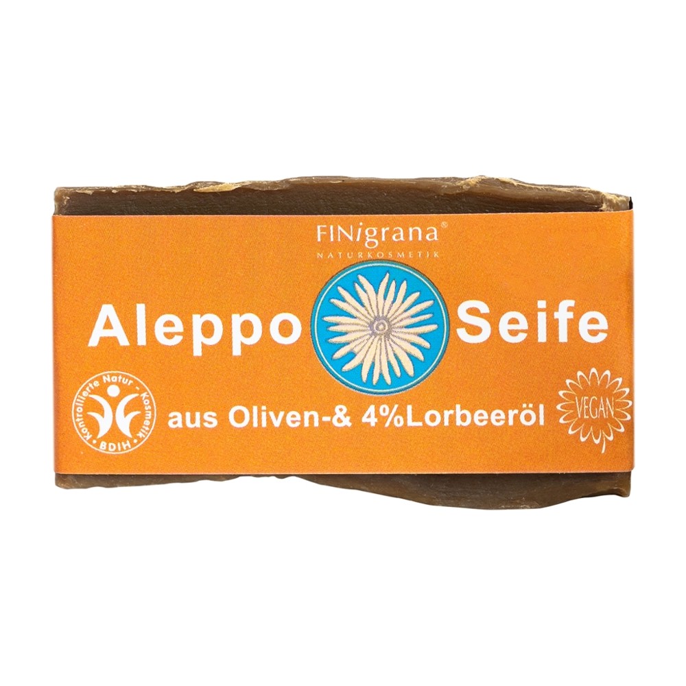 FINigrana Aleppo Seife, Olive & 4% Lorbeeröl, 180g traditionell handgeschnitten // FINigrana® Naturkosmetik