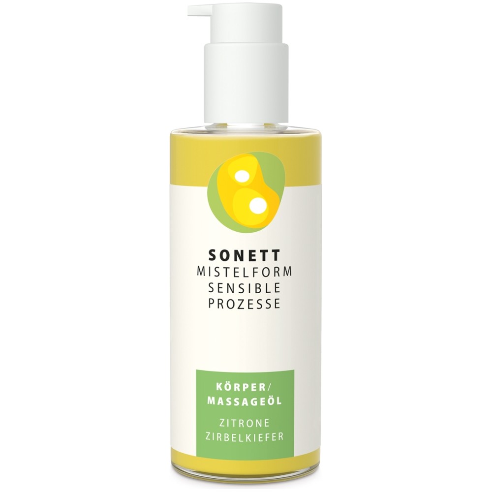 Körper- und Massageöl Zitrone-Zirbelkiefer // SONETT MISTELFORM. SENSIBLE PROZESSE