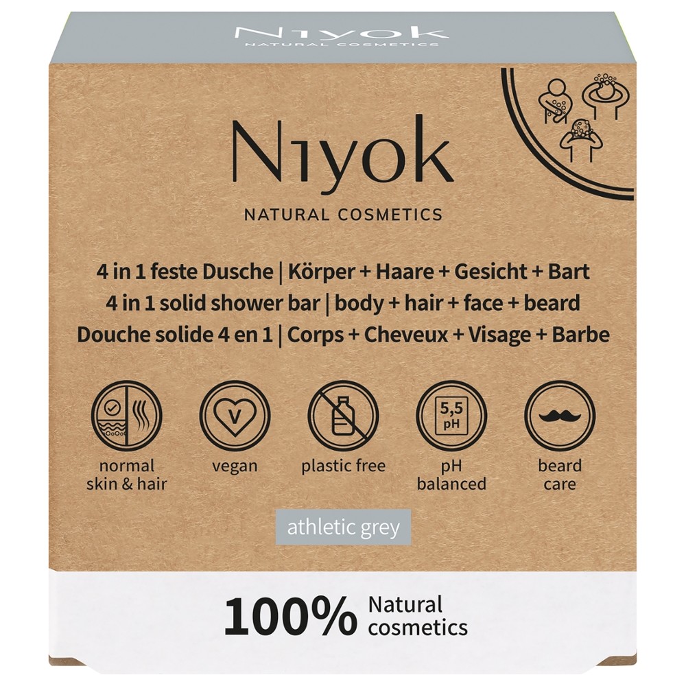4 in 1 feste Dusche / Körper + Haare + Gesicht + Bart Athletic grey // Niyok