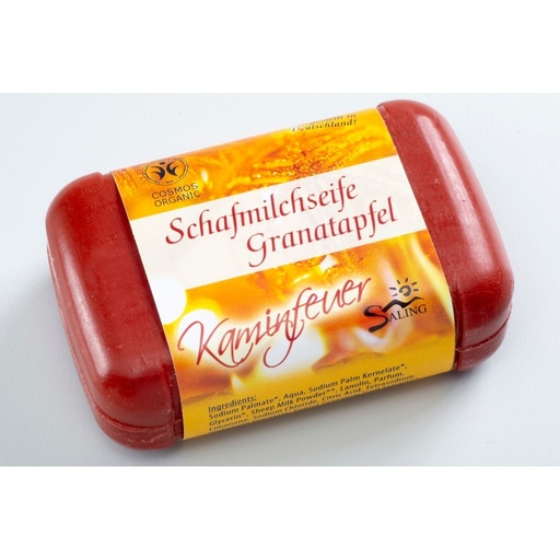 [401296] "Kaminfeuer" Schafmilchseife Granatapfel, 100g Stück cosmos organic zertifiziert // Saling