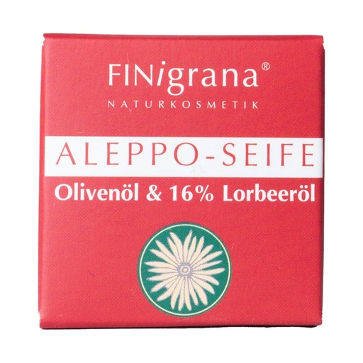 [30749] FINigrana Aleppo Oliven Seife mit 16% Lorbeeröl, 25g quadratisch im Kartönchen // FINigrana® Naturkosmetik