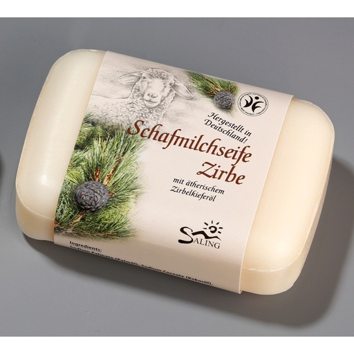 [40464] Schafmilchseife Zirbe 100g mit Banderole, BDIH zertifiziert // Saling