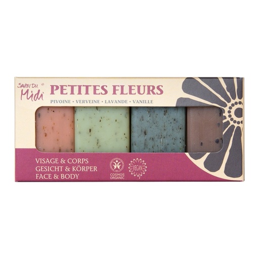 [469092] PETIT FLEURS - Bio-Blüte Gästeseifen 4 x 20g in Kartonbox // Savon du Midi